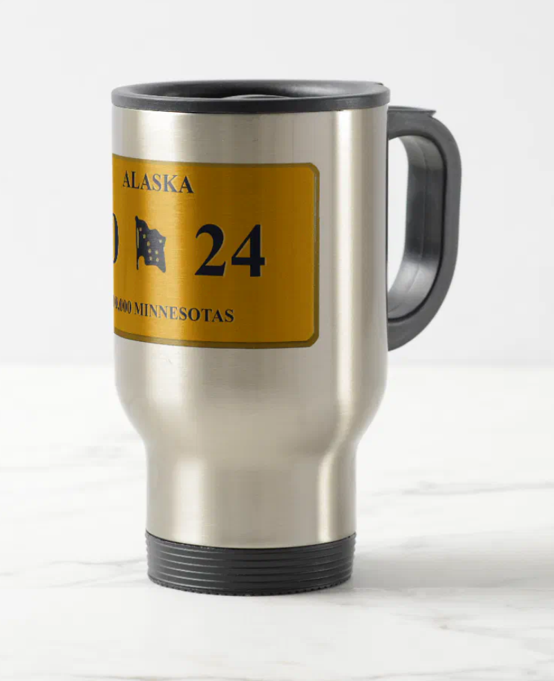 Alaska License Plate travel mug