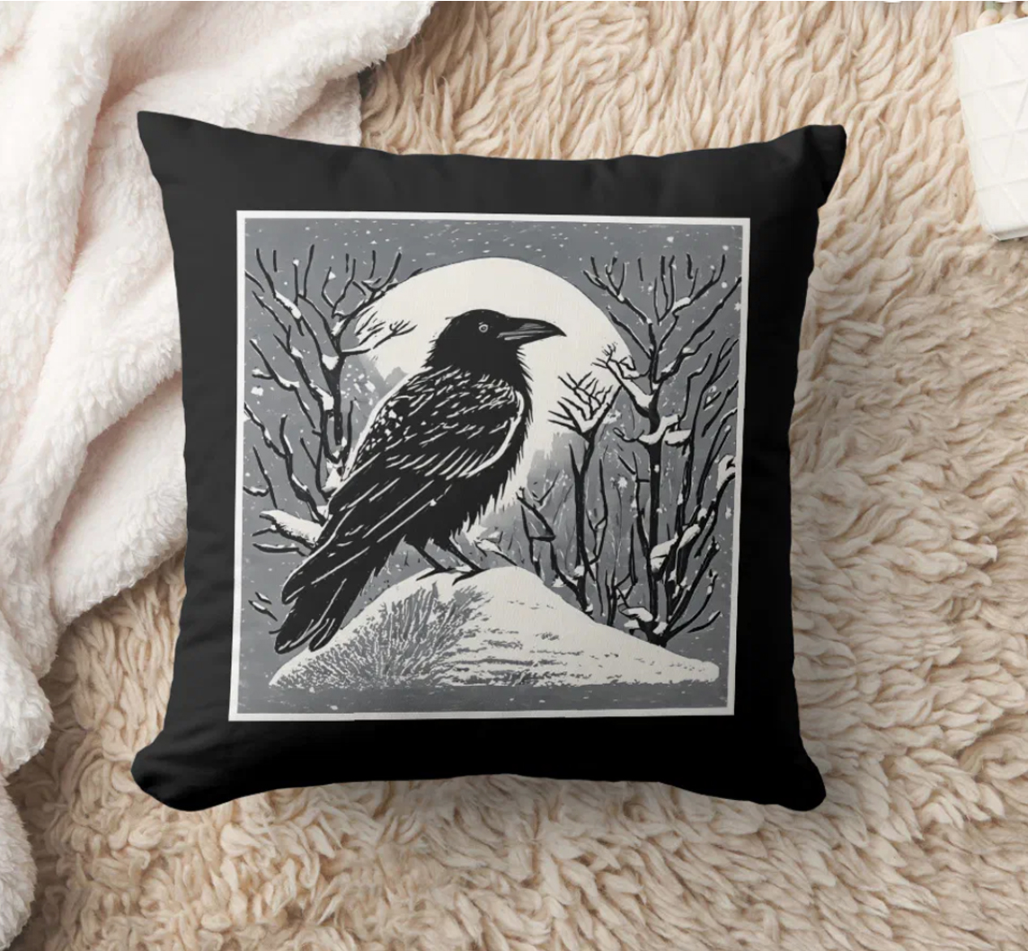 talkeetna alaska raven pillow