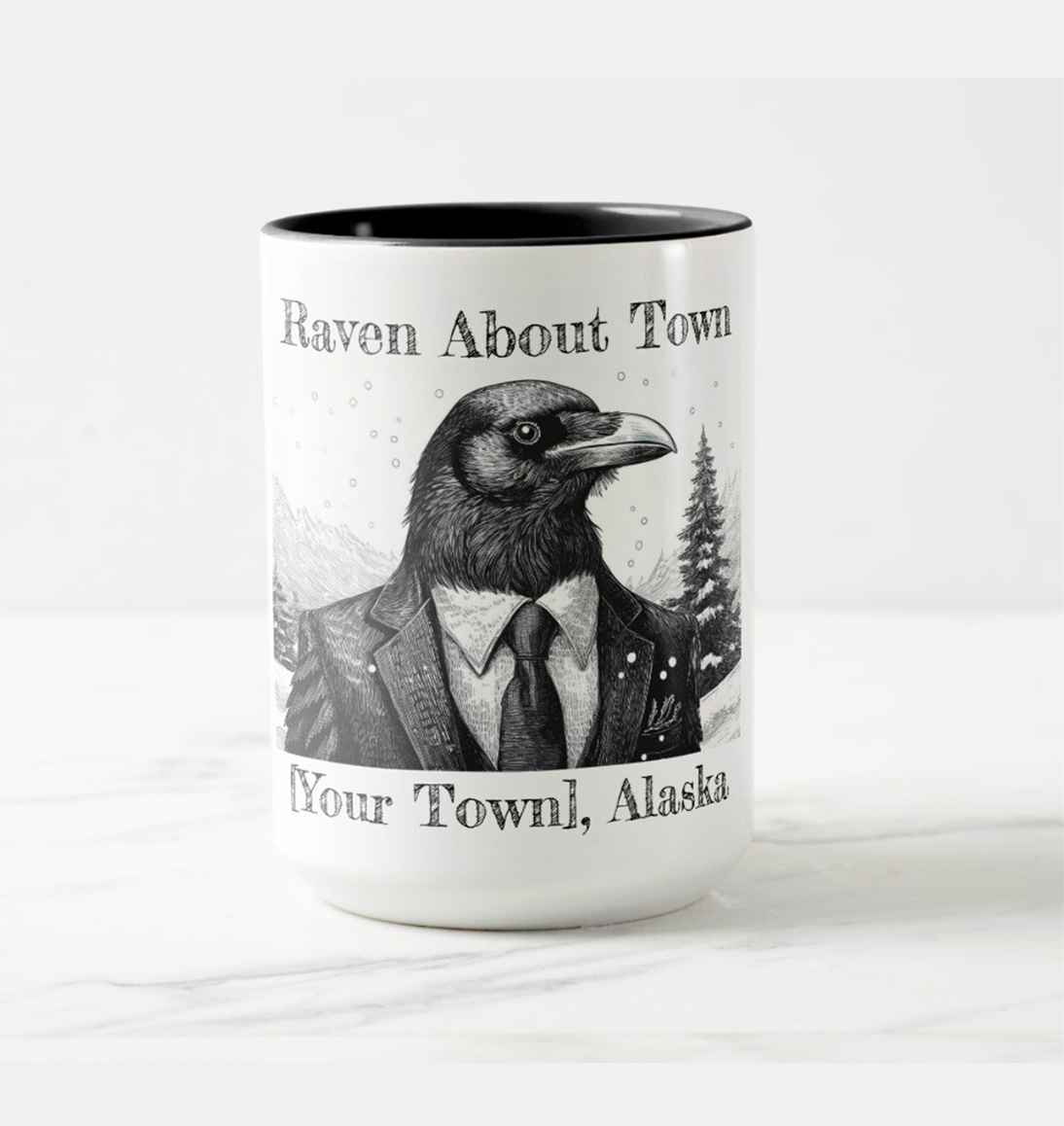 raven about any town mug