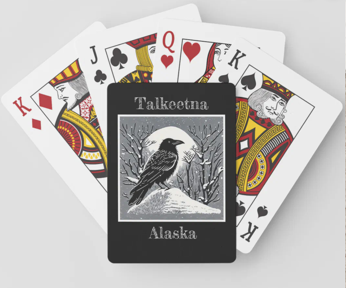 talkeetna alaska raven playing cards